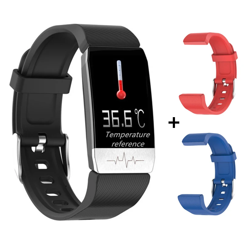 T1S Smart Watch Band With Temperature Measure ECG Heart Rate Blood Pressure Monitor Weather Forecast Drinking Remind Wristband 