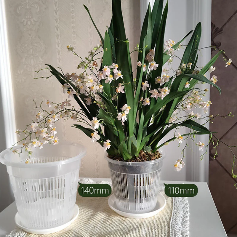 Mesh Pot Root Control Transparent Flowerpot 11/14/16/19cm for Orchid Flower Breathable Growth Container Drainage Hole