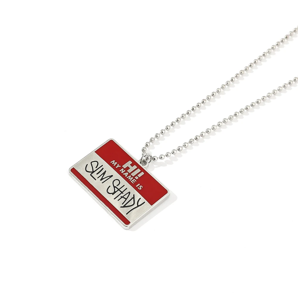 Slim Shady Hippie Choker Halskette mit Quadratischem Anhänger, Perlenkette, Rapper-Schmuck für Männer und Frauen