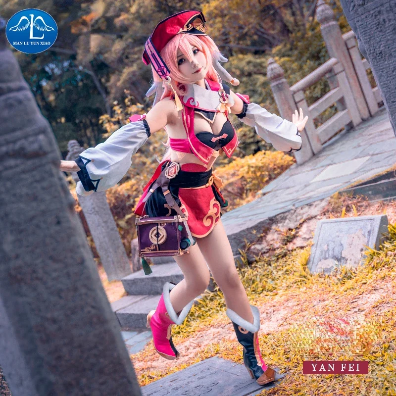

Genshin Impact Yanfei Cosplay Costume Anime Yan Fei Game Outfit Sexy Women Dress with Hat Hallowee Cosplay Costume For Women