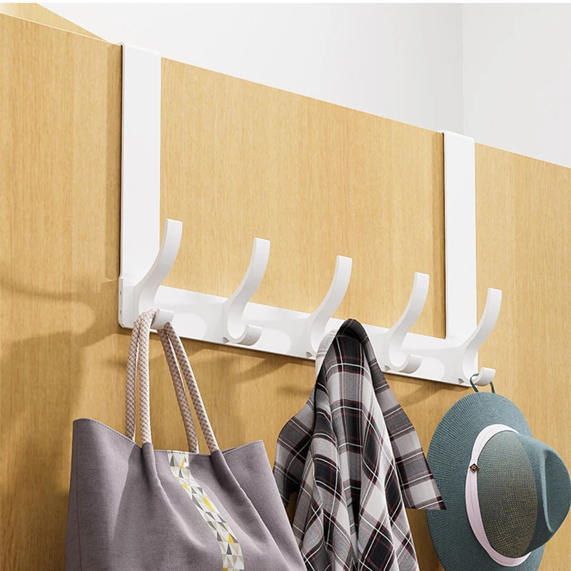 Aluminum Row Hook Behind The Door Free Punching Hanger Storage Porch Heavy Duty Wall Mount Towel Clothing Bag Holder Household storage hook door hook