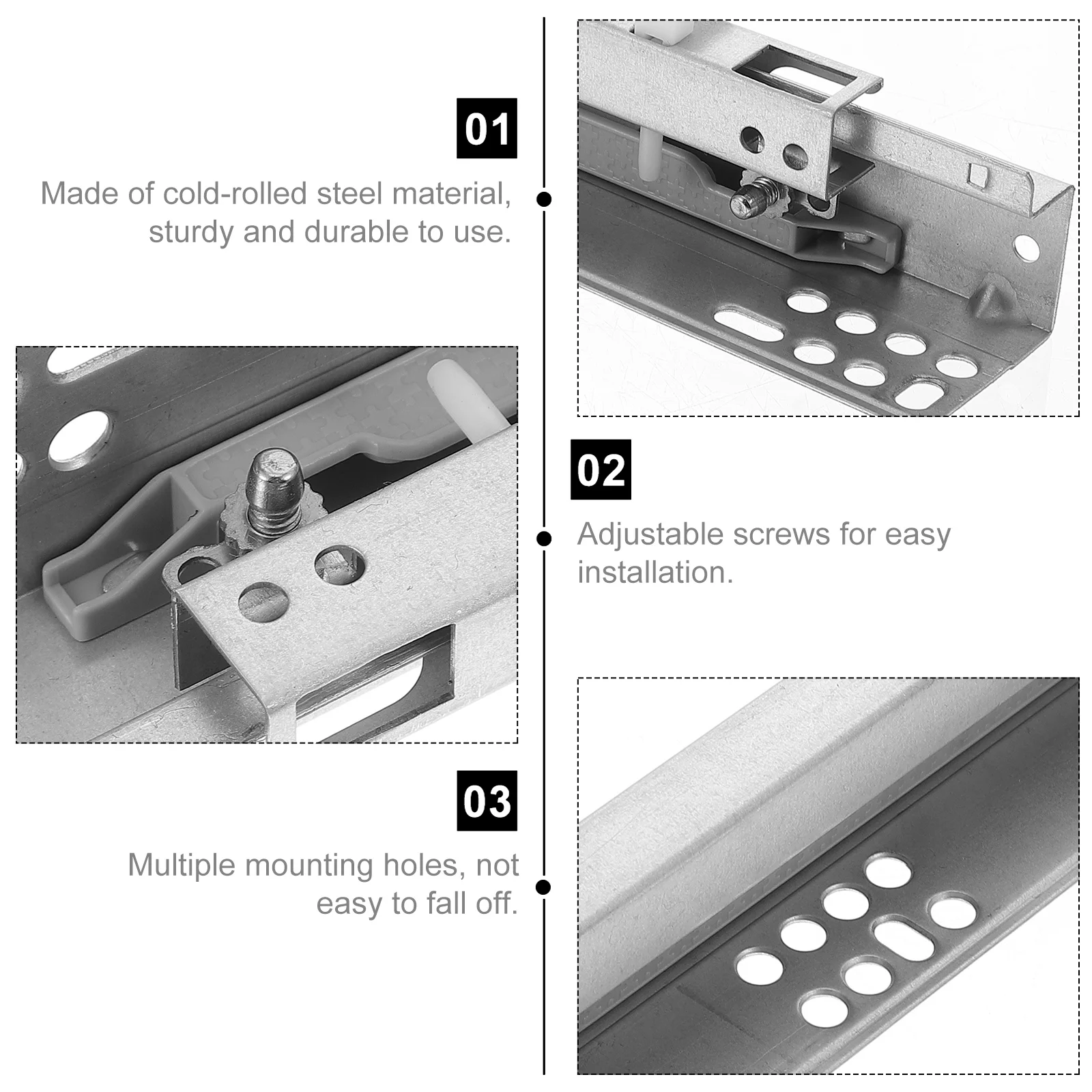 2 Pcs Heavy Duty Drawer Slides Cold Rolled Steel Concealed Rails Soft Close Compatible Cabinet Furniture Hardware