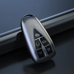 Sleek Car Key Case Cover with Keychain - Premium Car Accessory (5 btn grey shell)