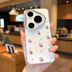 Custodia per telefono 3D con ciliegie scintillanti e alla moda - Ultra protettiva con retro rigido