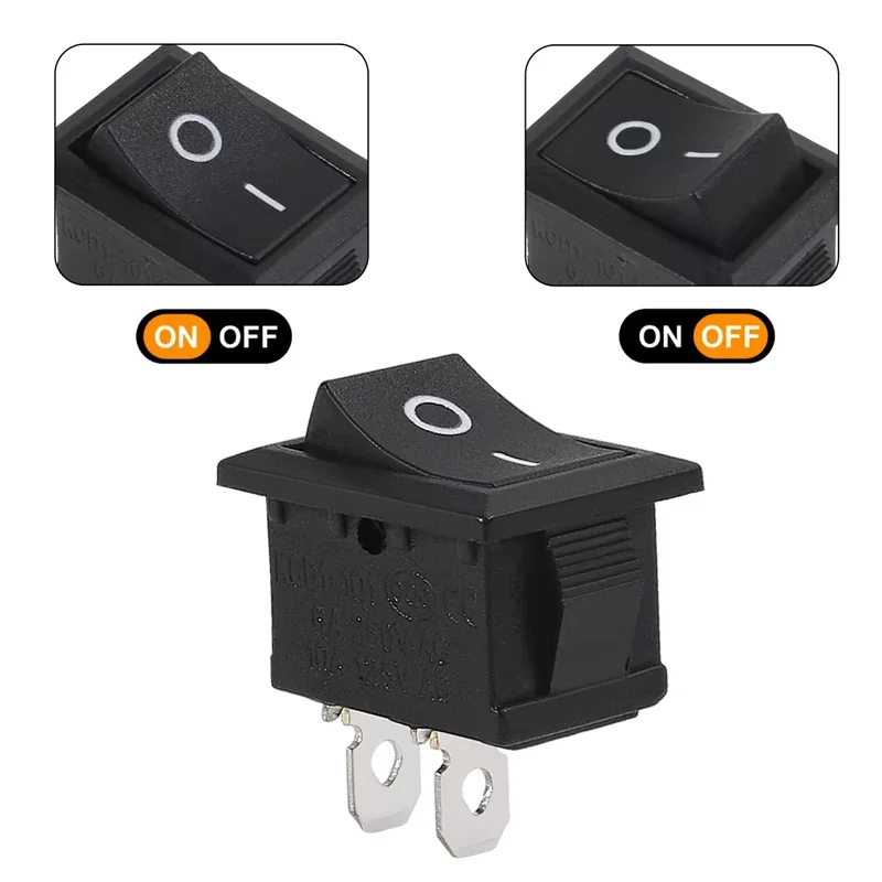 10pcs Snap-in Boat Rocker Switch Toggle Power SPST ON-OFF 2 Pin AC 250V 6A 125V 10A 2 Pin Position Snap Switch Car Auto Boat