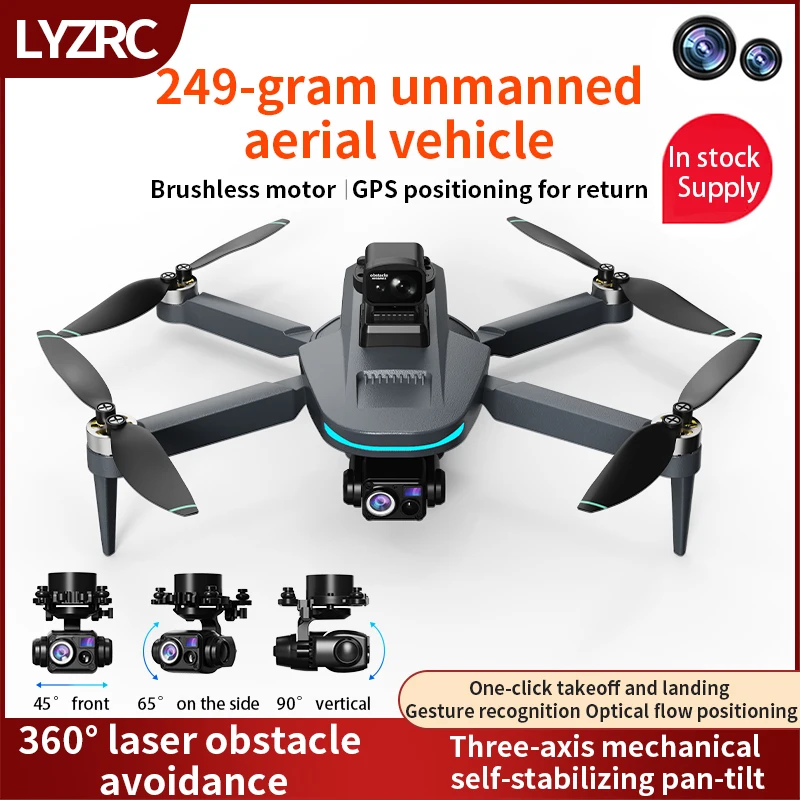 Vue rapprochée de la nacelle 3 axes du Drone L200 Plus Max 4K, stabilisant la caméra HD professionnelle.