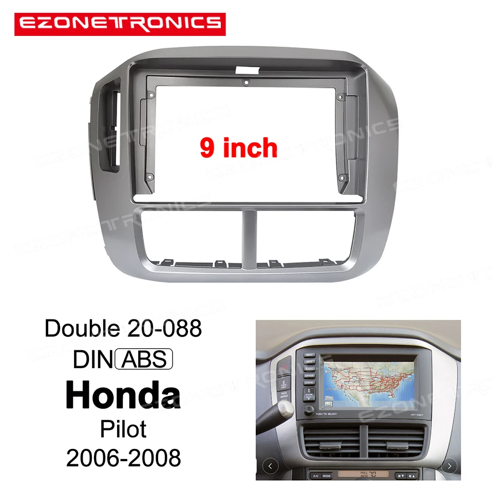 

9 дюймов для Honda Pilot 2006-2008 автомобильная DVD Рамка адаптер для аудио приборной панели отделка комплект панели двойной 1/2Din радиоплеер