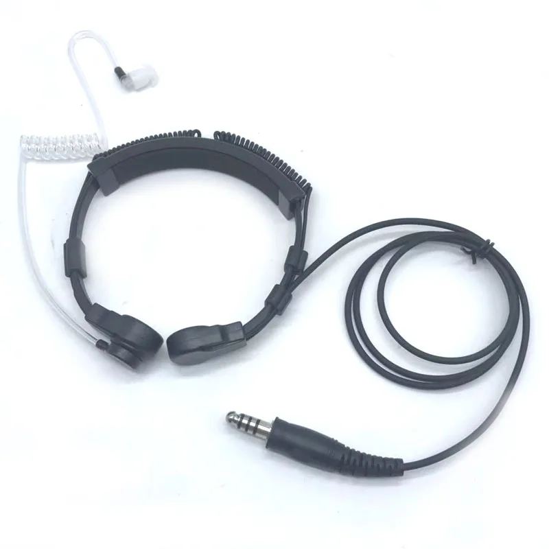 New Air Tube Telescopic Heavy Duty Throat Vibration Earphone Headset Mic Headphone NATO Plug For Walkie Talkie Two Way Radio