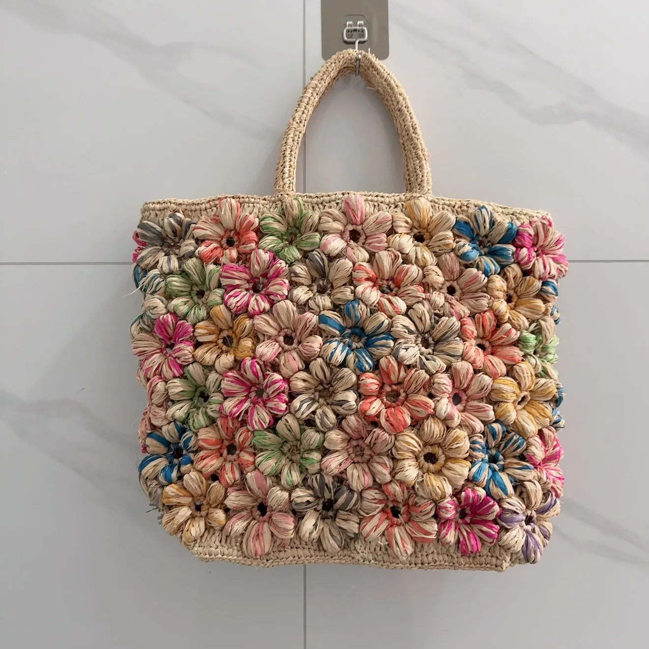 Summer Trend Large Capacity Lafite handmade flowers Straw Woven Shoulder Bag Knitting Ladies Beach Bag Luxury Designer Handbag