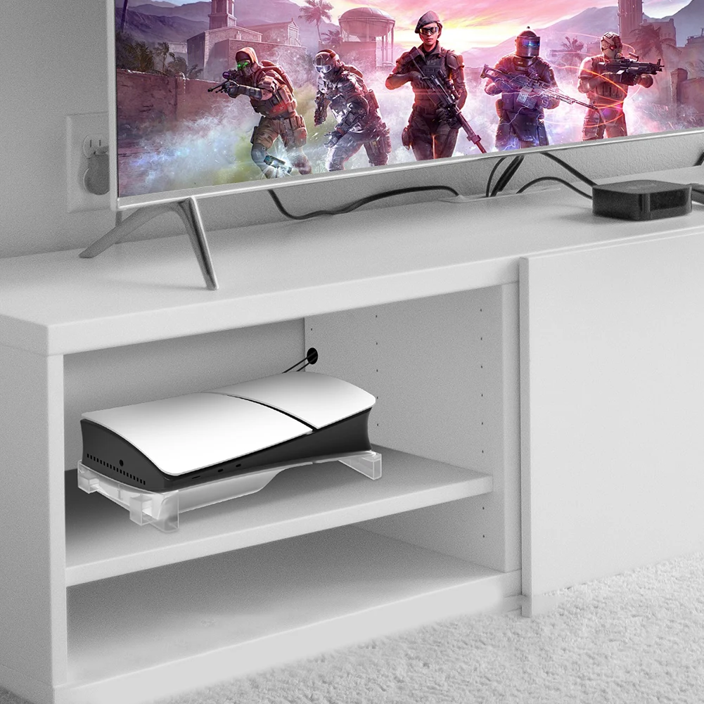 수평 스탠드 투명 베이스 스탠드 거치대 스토리지 랙, PS5/PS5 슬림 디지털 에디션 및 디스크 에디션