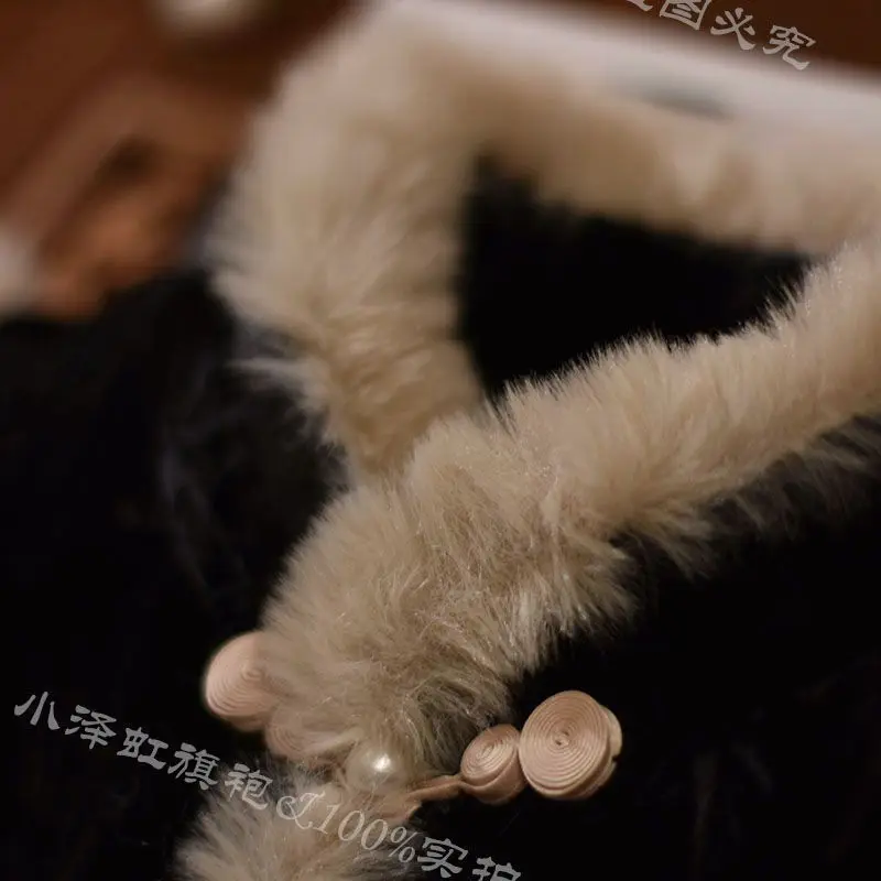 Neue Chinesische Weste Chinesischen Stil Tang-anzug Retro Schwarz Plus Samt Ärmellose Chinesische Jacke Pferd Clip Winter Strickjacke Frauen – Detail 6