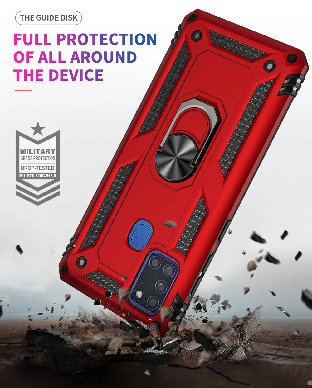 Rugged Armor Ring Stand TPU Frame Shockproof Case For Samsung