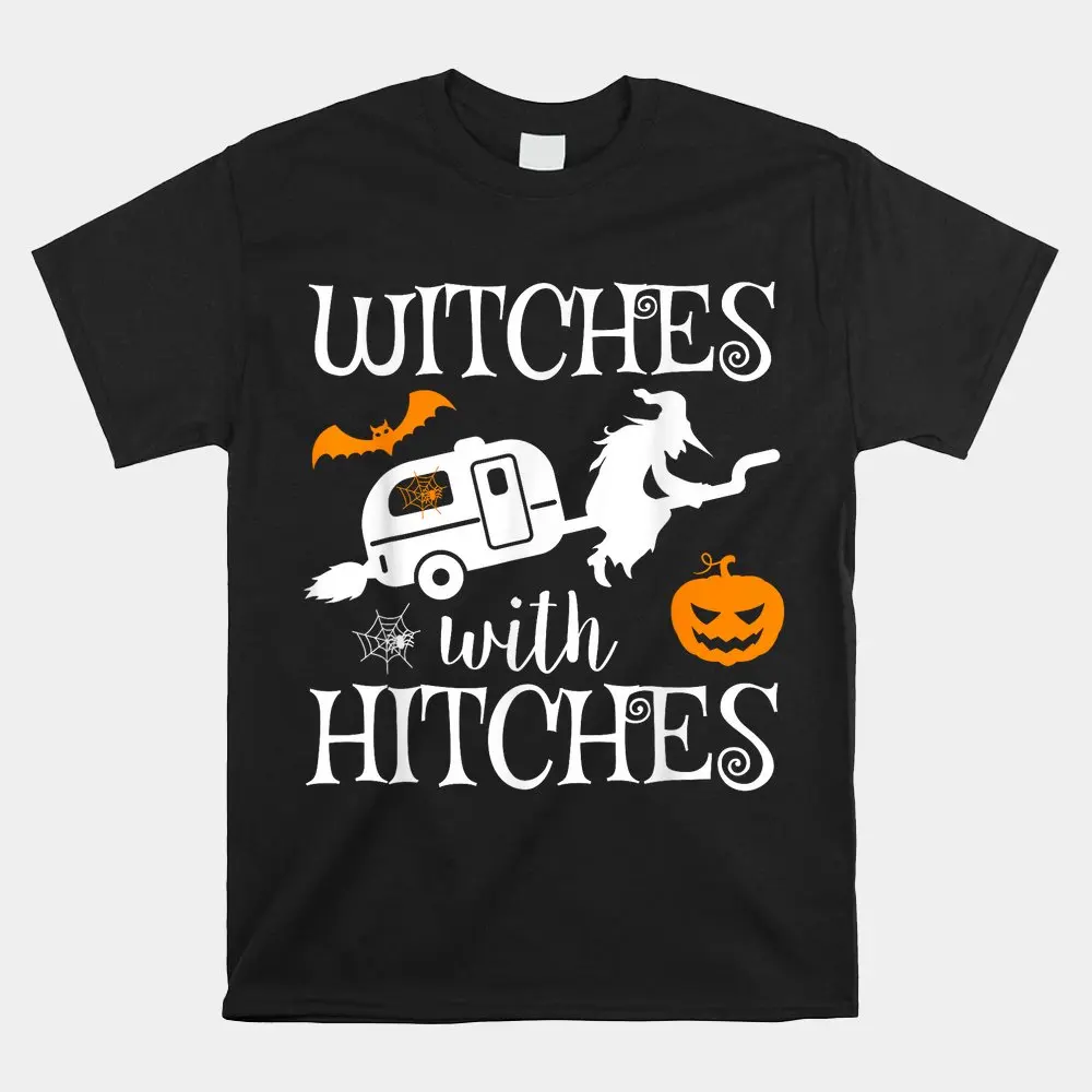 

Haunt Reaper Men T Shirt Witches With Hitches Camping RV Halloween Shirt Print T-Shirt Crew Neck Resort Wear
