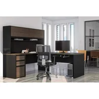 L-Shaped Desk with Hutch and Pedestal, 72W Narrow Desk Shell, 71W Hutch for Narrow Desk Shell, 60W Return Table 1