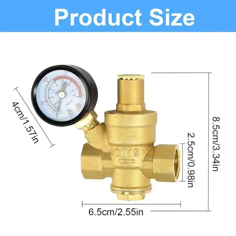 M6CF Pressure Regulator Water Inch DN15 with Pressure Gauges High Hardness Brass Adjustable Regulator for Water