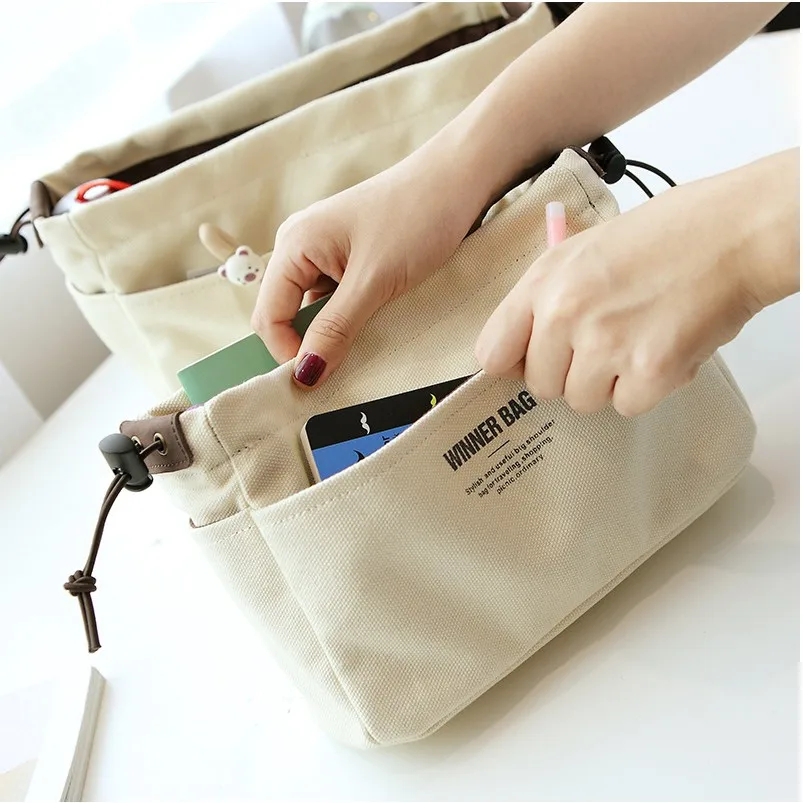 Canvas Purse Organizer Bag Inner Insert with Compartment Makeup Handbag with Lots of Pockets Lightweight Fit Giving Structure Makeup Organizer Cosmetic Bag Cosmetic Storage Bag Toiletry Bag Makeup Bag Cosmetic Case Purse Organizer Insert
