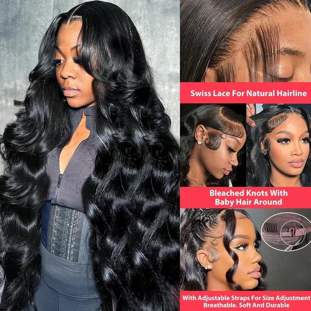 Human Hair Brazilian 250 Density 20 38 Inch Body Wave 13x4 HD Lace Front Wig black 13x6 Hd Lace Frontal Wigs Pre Plucked 4