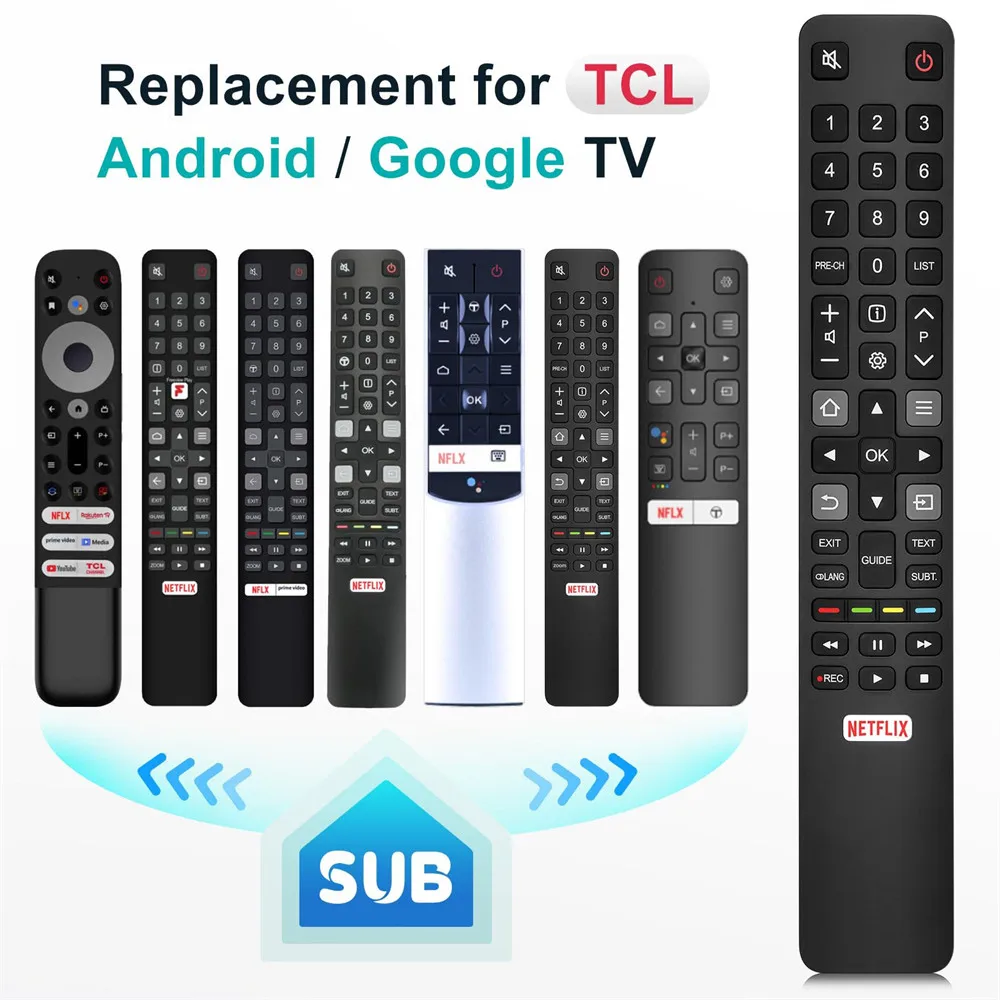 TCL TV 4K HDTV P20 시리즈 C2 시리즈 49C2US 55C2US 65C2US 75C2US 75C2US YAI2 스마트 TV용 교체 RC802N 리모컨