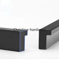 แฟชั่นสีดําซ่อนตู้จับอลูมิเนียมห้องครัวจับตู้ดึงลิ้นชัก Knobs เฟอร์นิเจอร์ประตูฮาร์ดแวร์ 3