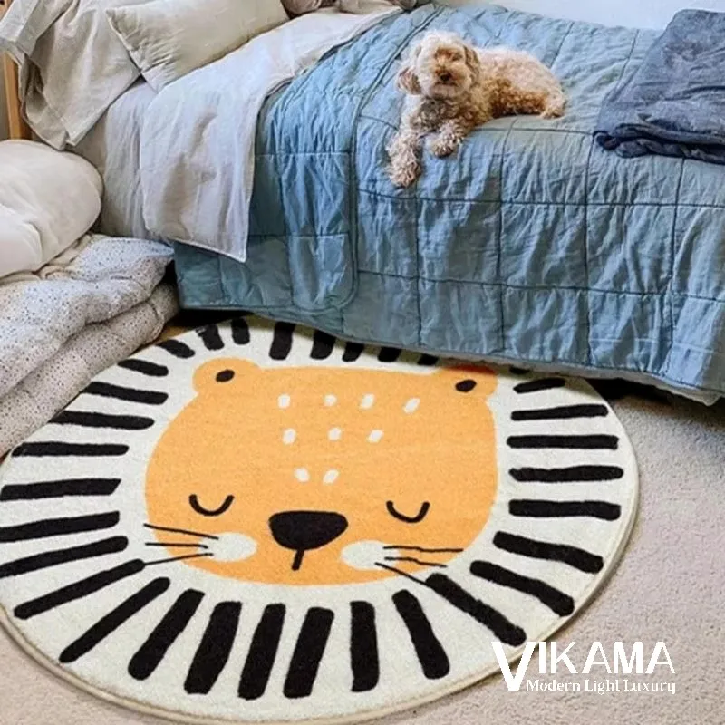 Carpet Lion Cartoon Anti Slip Bedroom Living Room Children's Round Floor Mat