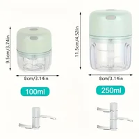 Electric garlic mincer, 250ml /100ML, cordless food processor for ginger peppers, fruit meat spices, beans 2