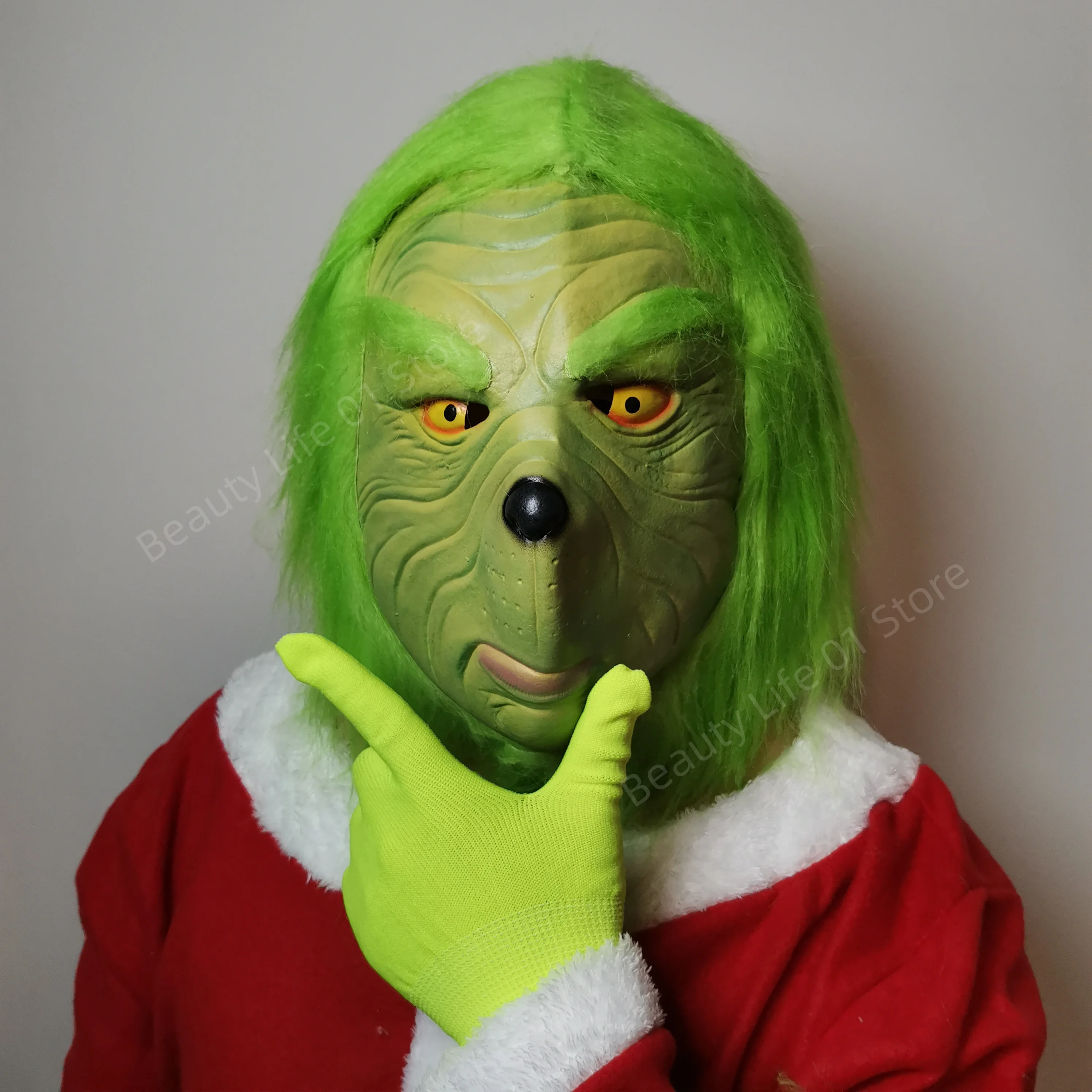 Grinch Cosplay Costumes Anime Green Attire Clothing Santa Cos Halloween Claus Hat Glove Belt Mask For Women Men Anime Carnival