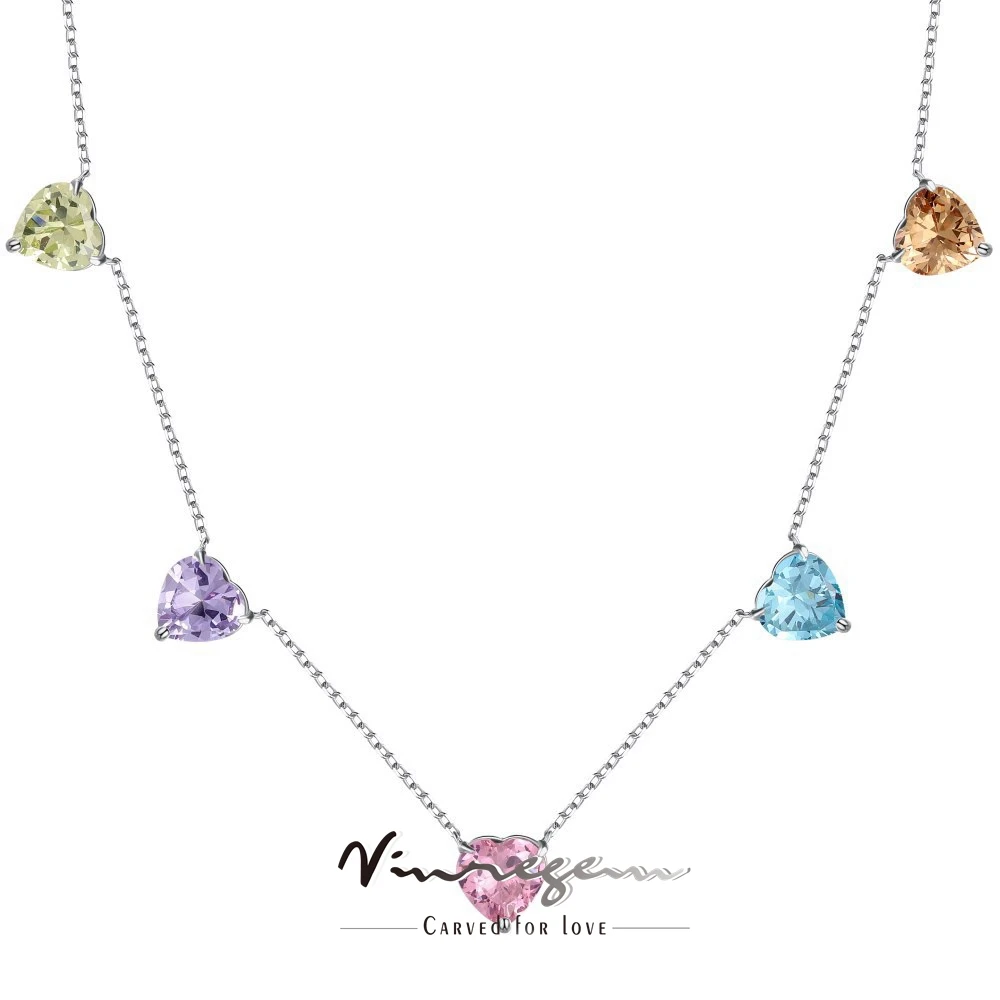 

Vinregem 18K White Gold Heart Cut 9*9MM Lab Sapphire Gemstones Pendant Necklaces For Women 925 Sterling Silver Jewelry Wholesale