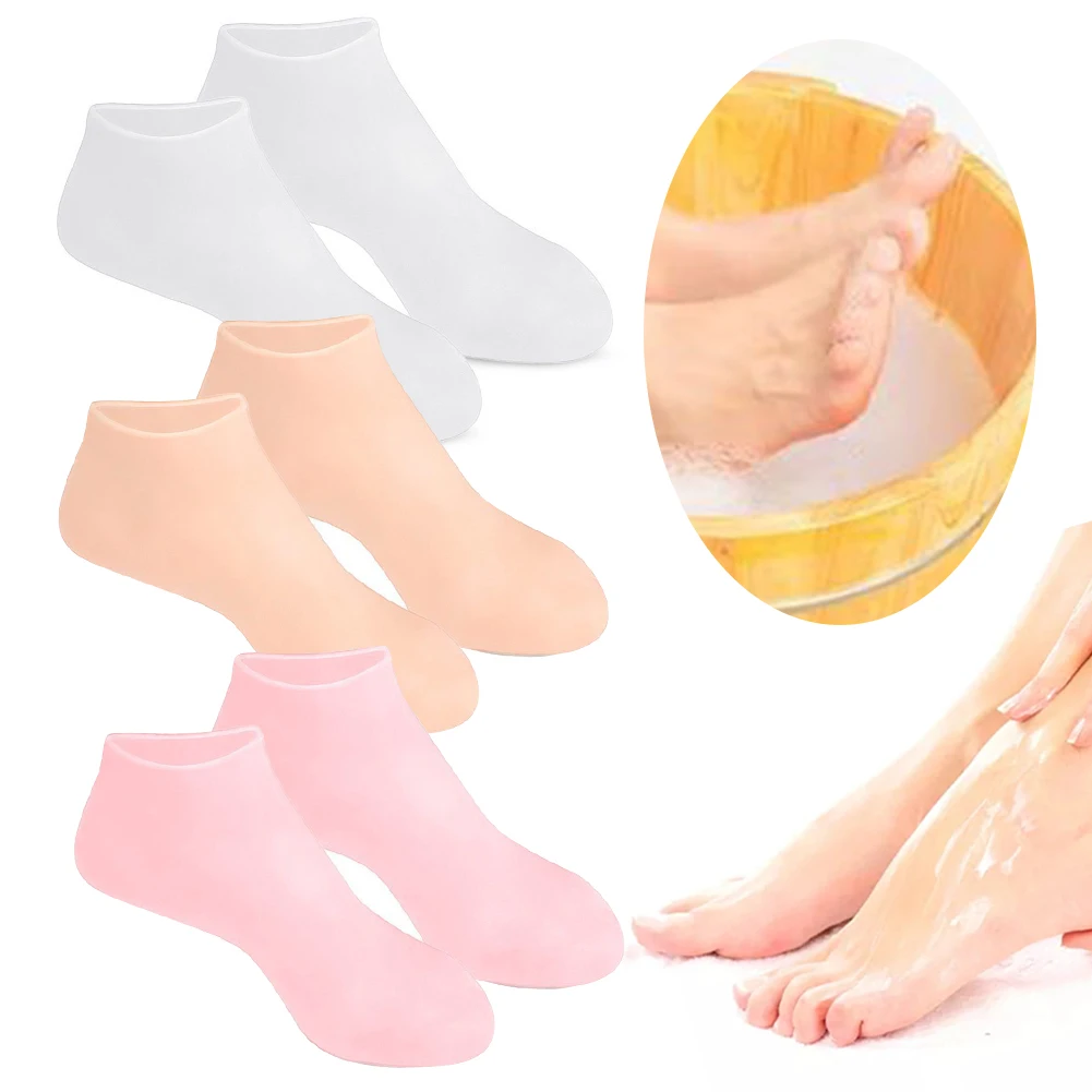 1Pair Dead Skin Remove Protector Anti Cracking Silicone Exfoliating Socks Anti-Slip Foot Care Tools silicone gel socks