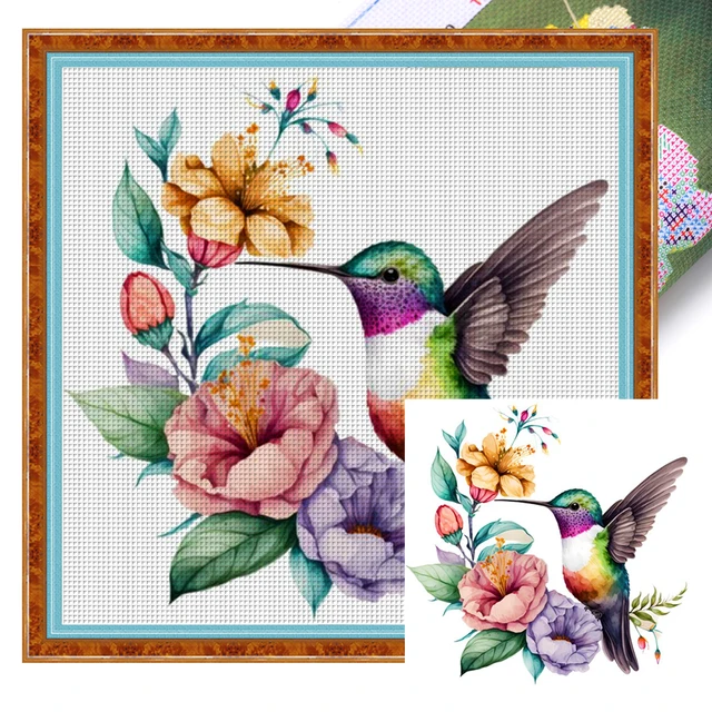 Kit de Broderie Complète en Fil de Coton 18ct, Kit de Point de Croix avec Animaux Imprimés 2