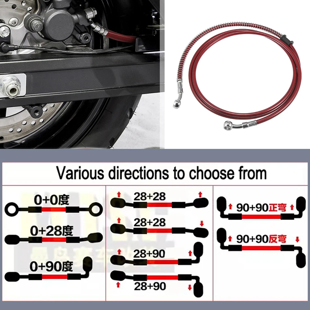 Motorcycle 10cm~500cm Length 10mm Banjo Hydraulic Brake Line Oil Hose Stainless Steel Braided Cable Clutch DOT Oil Pipe Line