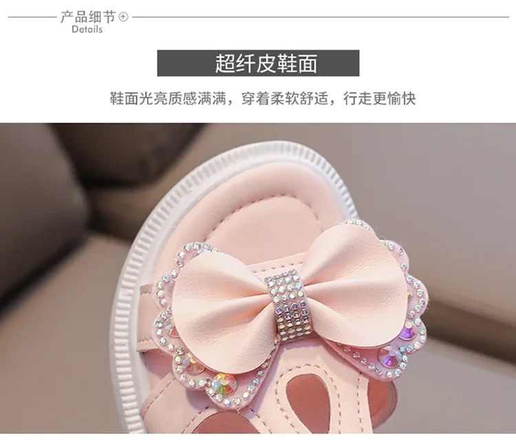 Kinder schuh Mädchen weiche Sohlen Freizeit schuh modische Prinzessin Schuhe neue Wasser Diamant Strands chuhe Bogen geformte Mädchen Sandalen Sandálias – Detail 2