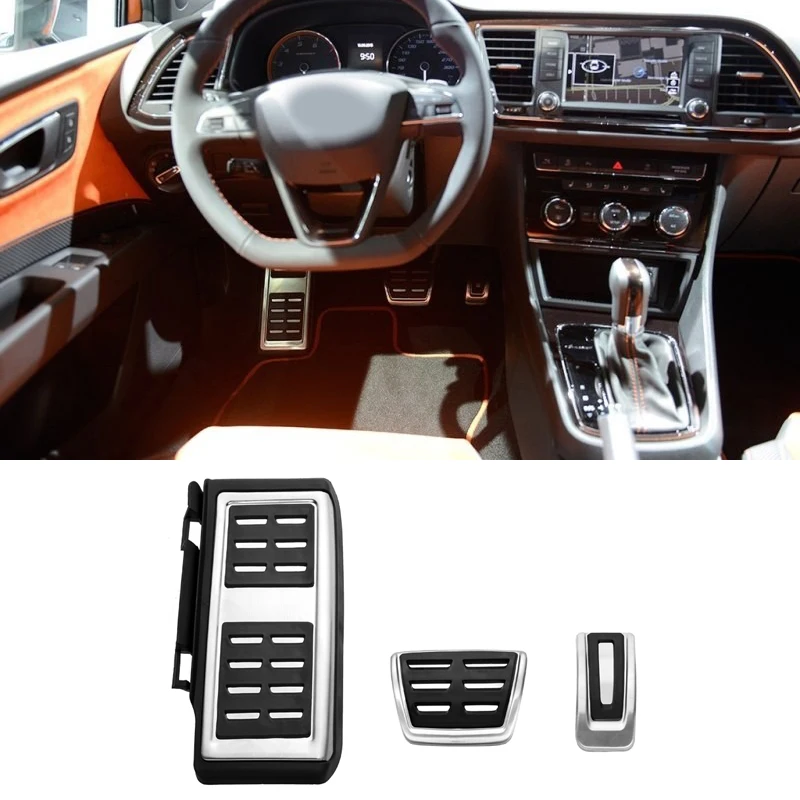 StainlessSteelTrimAcceleratorBrakePedalAndFootRestForSeatLeon