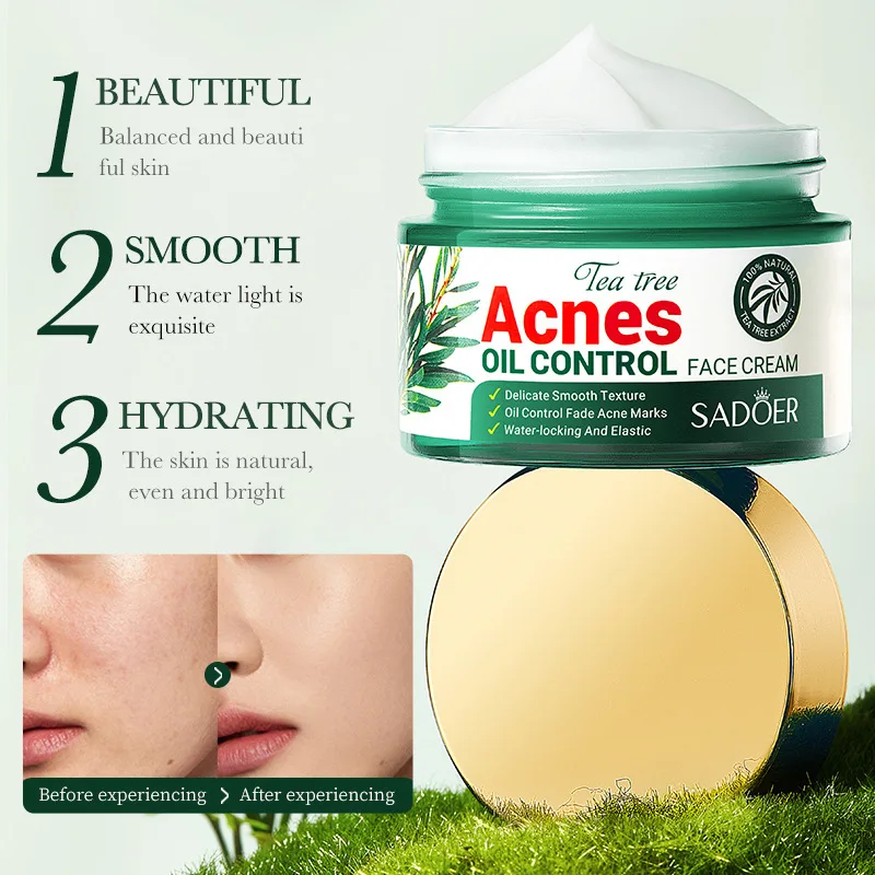 SADOER Tea Tree Acne Removing Face Cream Anti Acne Hydrating Oil Control Moisturizing Facial Creams Face Skin Care Products