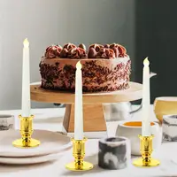20/10PCS Electronic Base Gold Table Decorations Holder Pretty Indoor Plastic Nice Stick Desktop Candlestick Candleholders Xmas 2