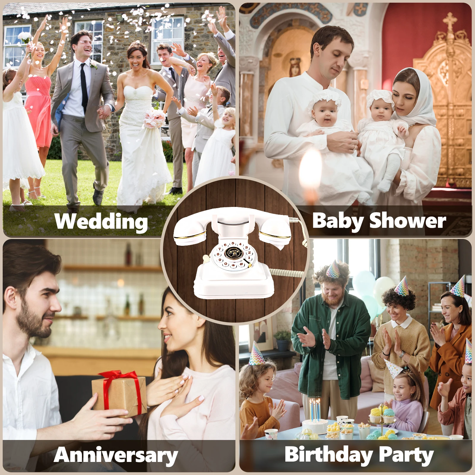 كتاب ضيوف صوتي بنمط عتيق ، هاتف زفاف ، رسالة صوتية...