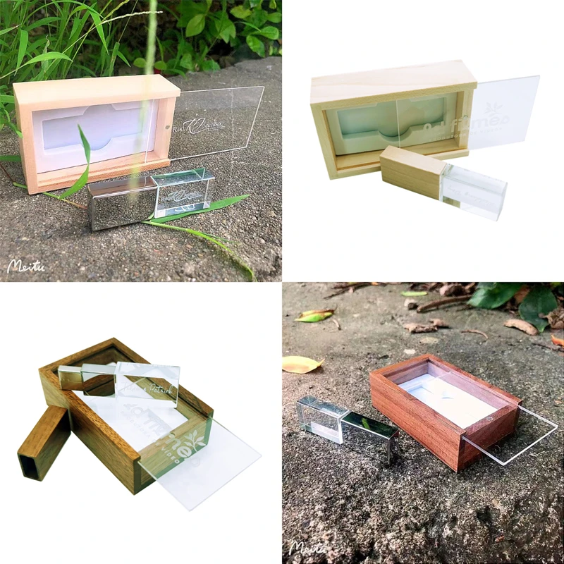 Acrylic Wooden Box Metal Wooden Silver Crystal USB3.0 High-speed Flash Drive128GB 64GB Memory Stick Free Custom LOGO Brand usb flash drive,flash drive