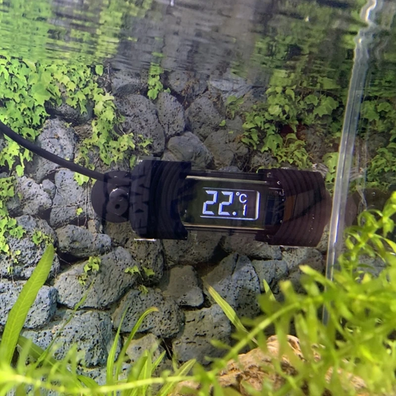 Aquarium thermometer digital waterproof freshwater fish tanks temperature sensor with probe suction cup easy reading