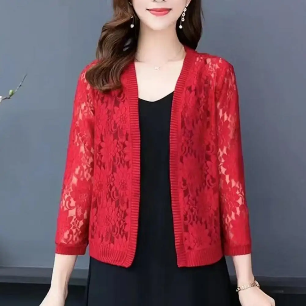 여성용 캐주얼 레이스 가디건, 트렌디 상의, 경량, 짧은 상의, 커버 업 스트리트웨어, 여름