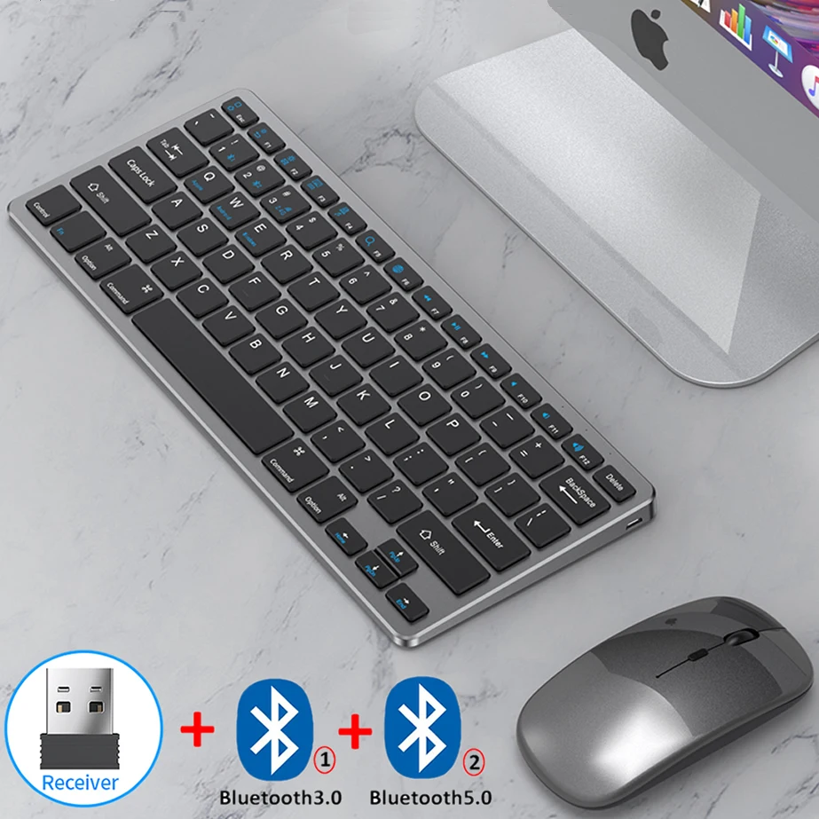 Bluetooth 5.0 & 2.4g Teclado sem Fio e Mouse Combinação Mini Multimídia Teclado Mouse Conjunto para Computador Portátil tv Ipad Macbook Android