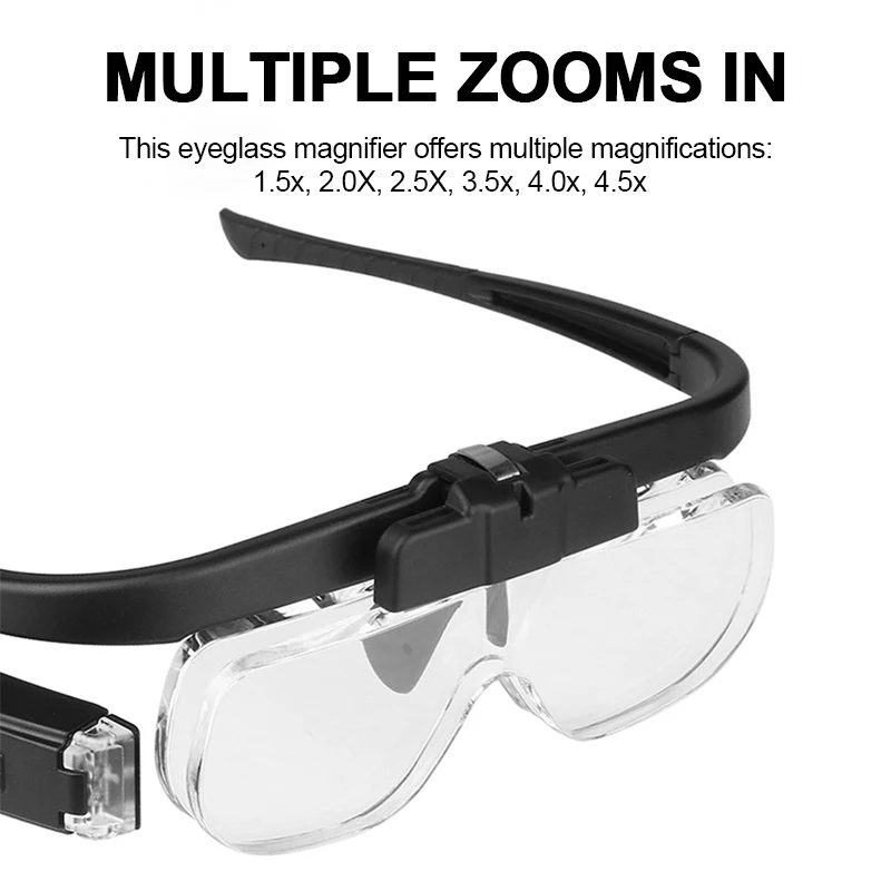 Magnifying Glasses magnifier 1.5X 2.5X 3.5X 5.0X USB Rechargeable With LED  Light