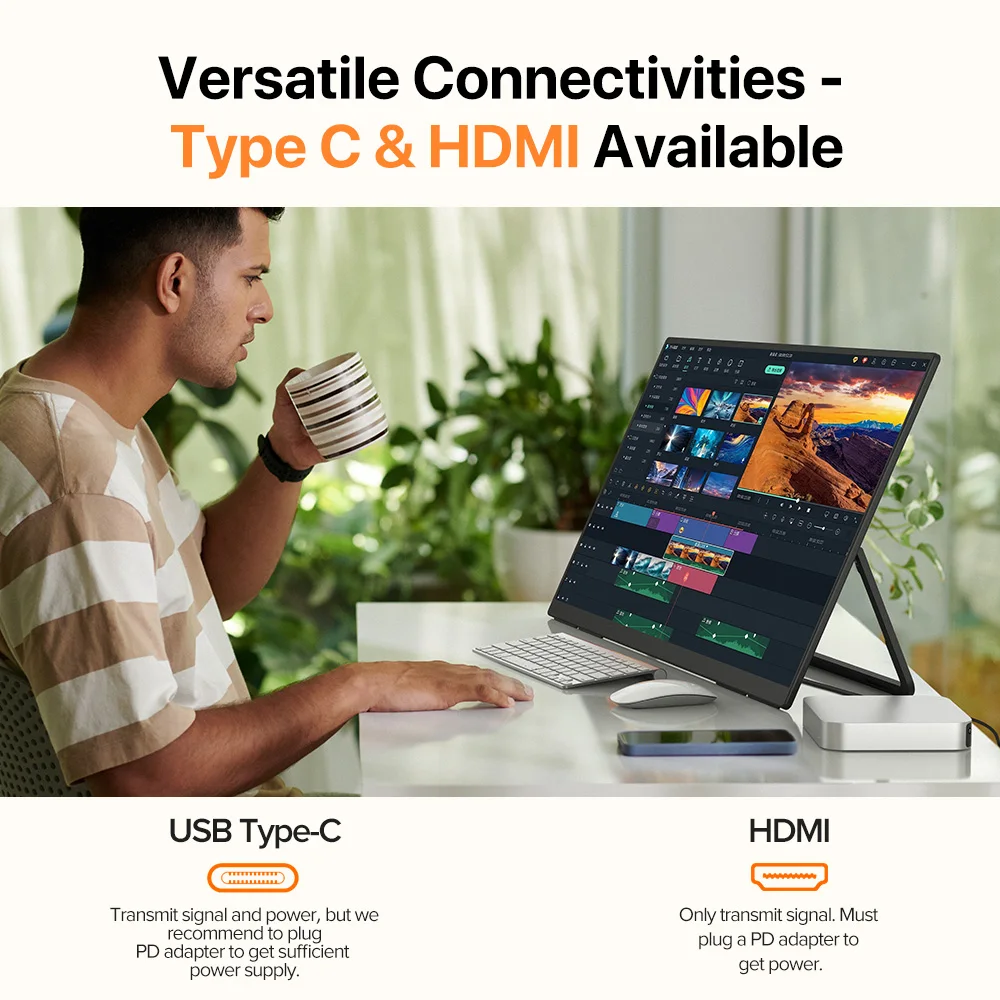UPERFECT 23.8180Hz 2K 휴대용 게임 모니터 QHD 유형-C PC 노트북 게임 콘솔 PS5 스위치 PC PhoneWith 홀더를 위한 HDR FreeSync를 위한 HDMI 눈 관리 외부 두 번