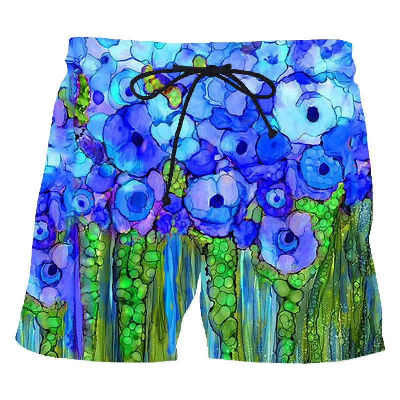 

Colorful 3d Printed Flower Art Painting Beach Shorts For Men Casual Street Short Pants Fashion Oversized Cool Swimming Trunks