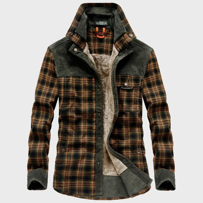 Fashion Warm Long-sleeved Coats Europeam American Explosive Harajuku Winter Vintage Plaid Jackets Loose Thick Cotton Jacket Men