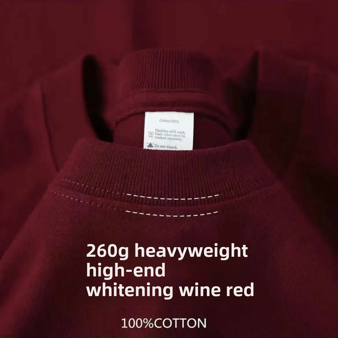 260g heavy cotton short sleeve [wine red]]