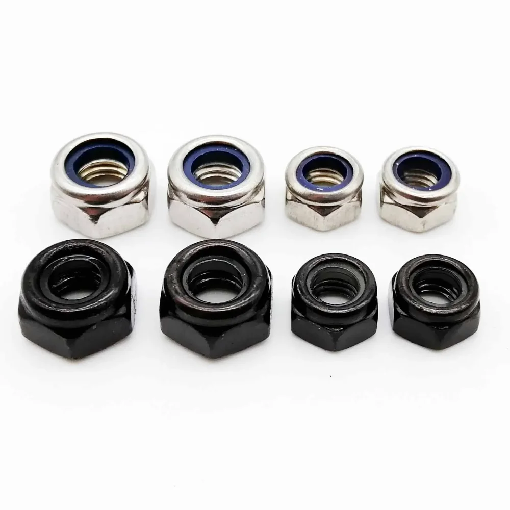 

304 Stainless Steel Black Hex Nylon Lock Nut / Self-locking Locknut M2 -M16