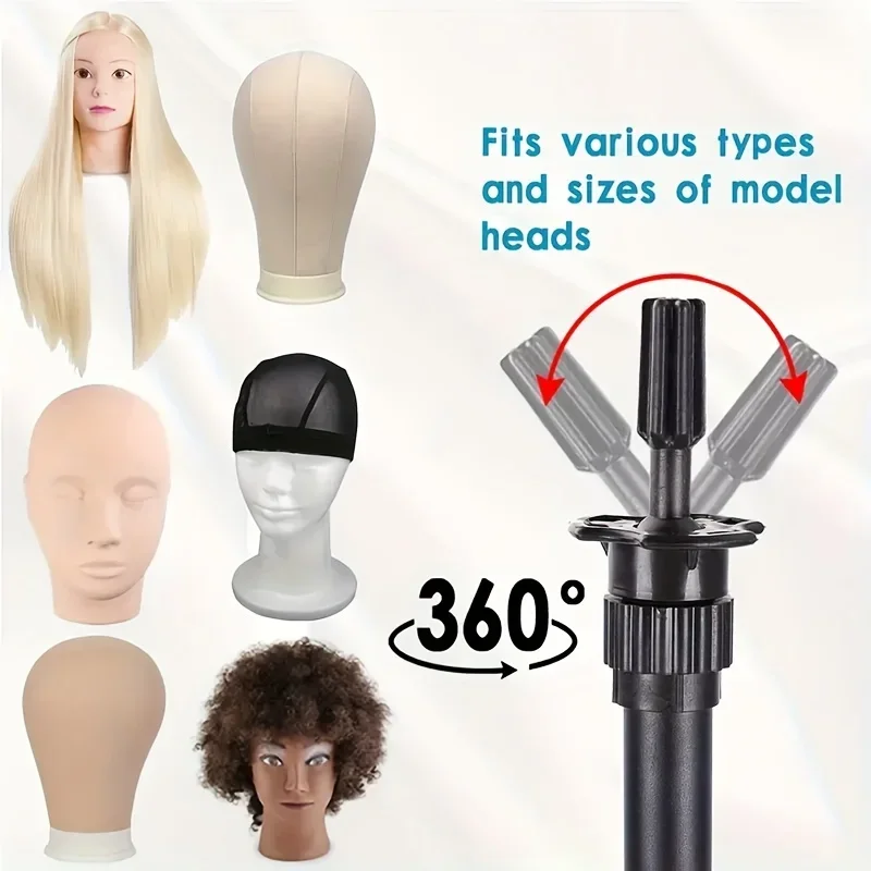 36 cm-56 cm Einstellbare Mannequin Kopf Stehen Stativ Friseur Ausbildung Kopf Stehen Für Salon Verwenden Perücke Display Kopf stehen – Detail 4