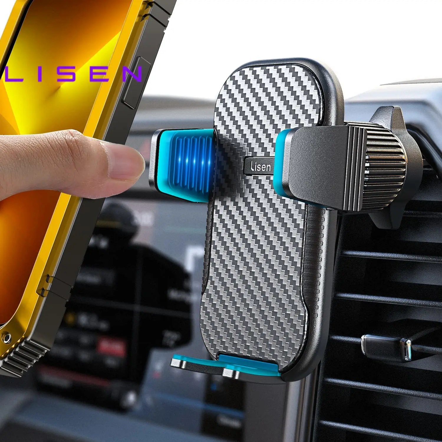 LISEN Adjustable Phone Mount for Car, CD Phone Holder for iPhone Car Holder  Mount Ultra Sturdy Vent Cell Phone Mount CD Slot Car Cell Phone Holder for