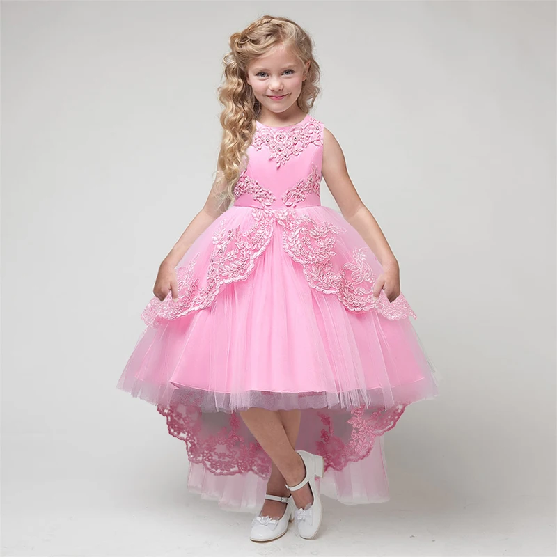 

3-12Y Girl Dress Wedding Party New Style Sequins Flowers Princess Girls Dresses Summer Girl Smearing Dresses Show Prom Vestidos