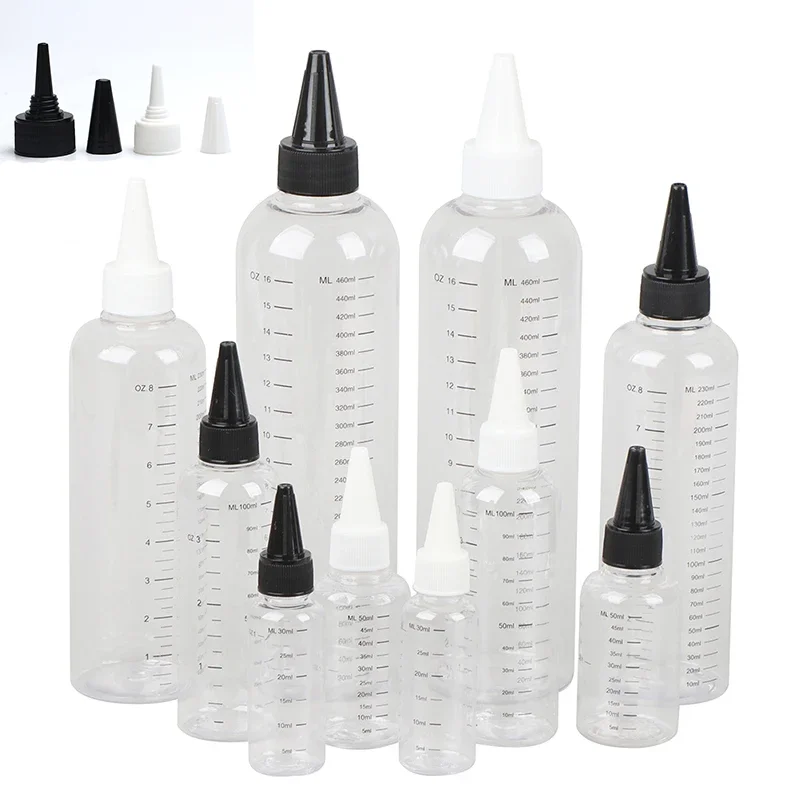 

20pcs 30-500ml Plastic Squeeze Bottles with Scale PET Transparent Graduated Squeeze Dispensing Bottles for Ink Liquid Oils Glue
