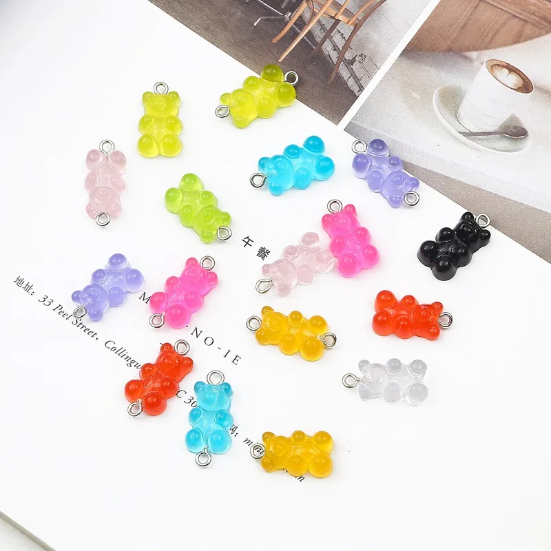 

10Pcs Candy Bear Pendant Charms for Necklace Bracelet Earrings Jewelry Making Diy Findings Resin Bears Christmas Making